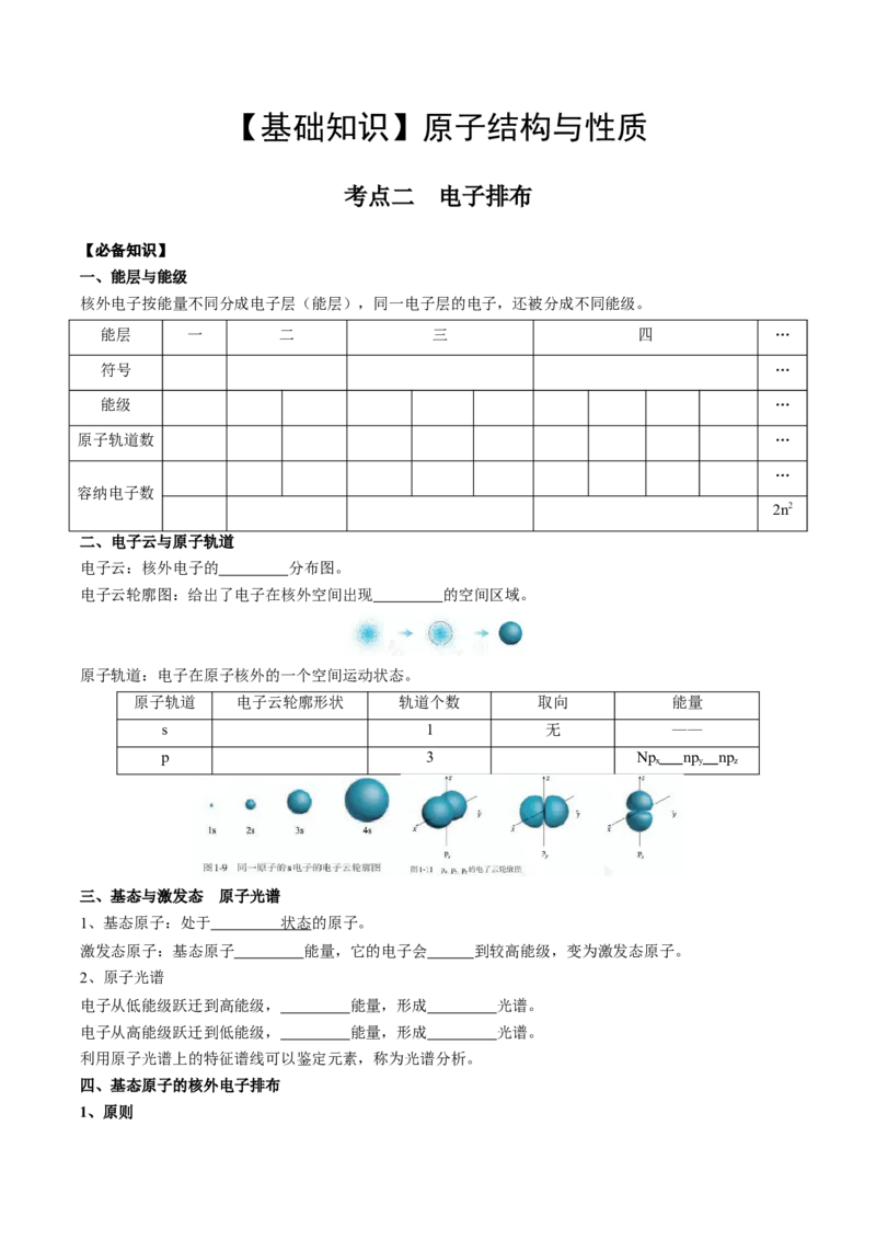 01考点二电子排布（学生版）_05高考化学_2025年新高考资料_一轮复习_2025年高考化学一轮复习基础知识讲义（新高考通用）（完结）_专题四结构与性质