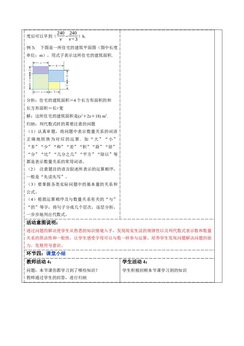3.1列代数式表示数量关系（第二课时）-教案_初中数学人教版_7上-初中数学人教版_7上-初中数学人教版（新版）_01课件+教案+练习（大单元设计）_教案