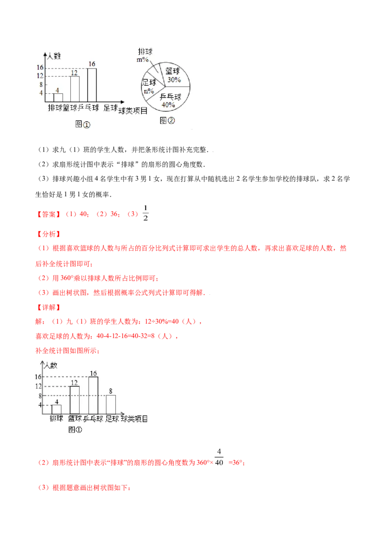 25.2用列举法求概率(提升训练)(解析版)_初中数学人教版_9上-初中数学人教版_06习题试卷_1同步练习_同步练习（第2套）