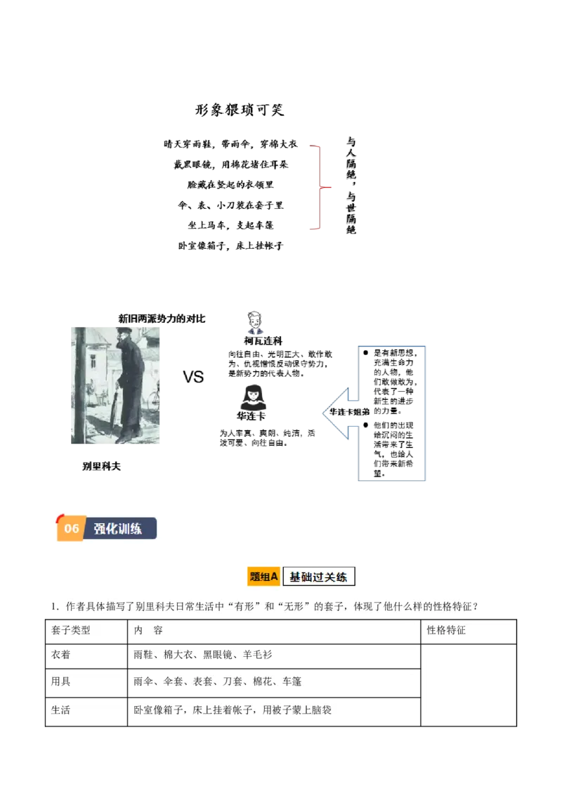 第13.2课装在套子里的人(1)（教师版）_高语_高中语文_必修下册_同步讲义