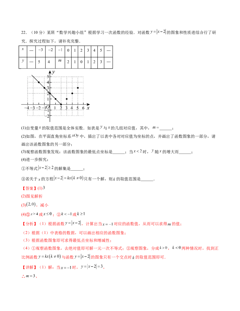 八年级数学下学期第三次月考测试卷（人教版）（教师版）（测试范围：二次根式~一次函数）_初中数学_八年级数学下册（人教版）_考点分类必刷题-U181