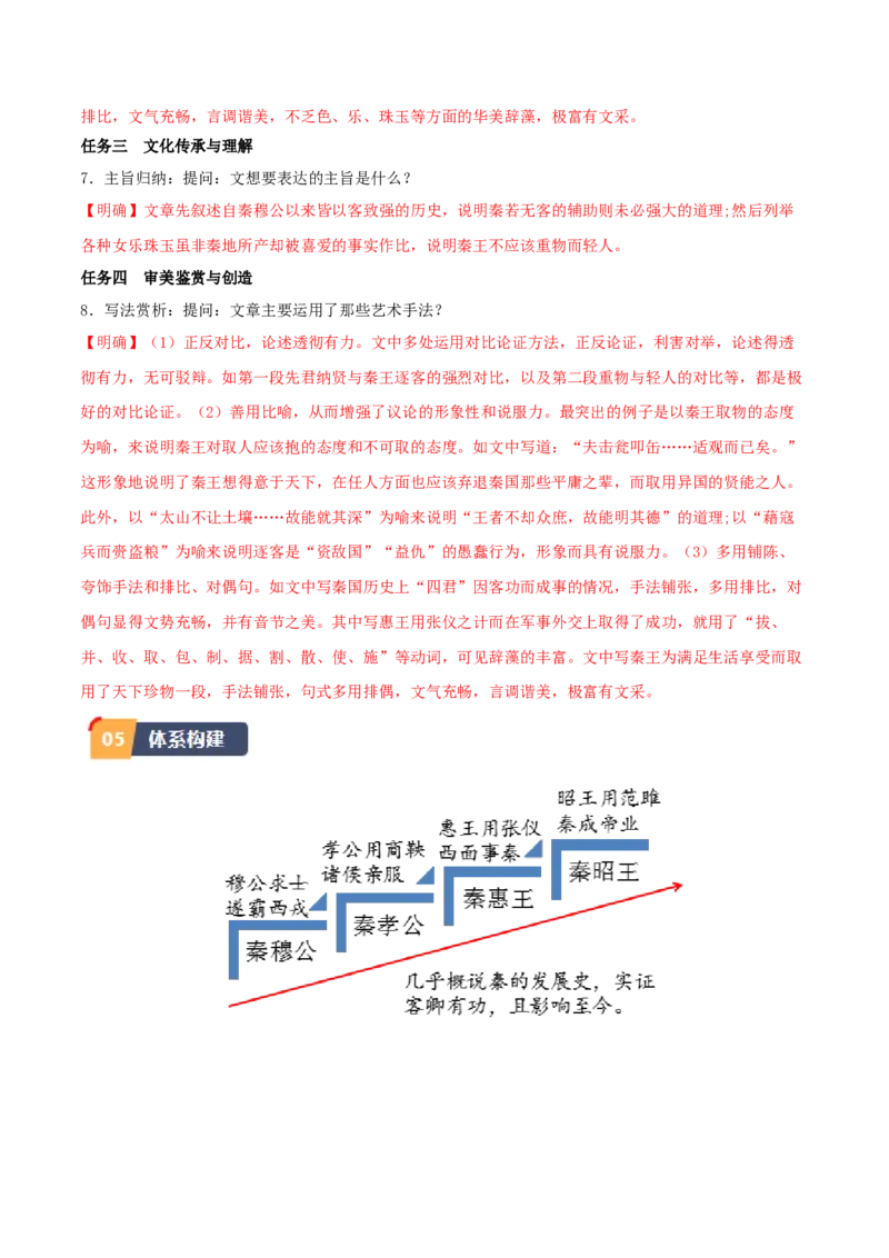 第11.1课谏逐客书（学生版）_高语_高中语文_必修下册_同步讲义