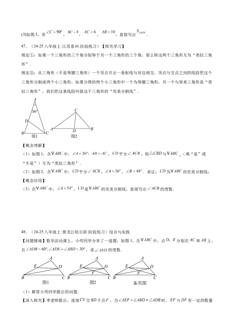 期中重难点真题特训之压轴满分题型（60题15个考点）（学生版）_初中数学_八年级数学上册（人教版）_重难点专题提升-V7_2025版