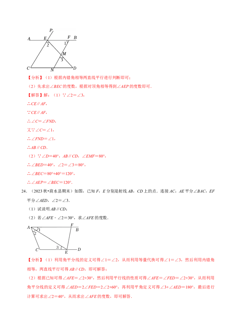 2023-2024学年七年级下册期中&mdash;平行线的判定与性质证明题专训30题（人教版）（人教版）（解析版）_初中数学人教版_7下-初中数学人教版_7下-初中数学人教版（旧版）赠送_06习题试卷