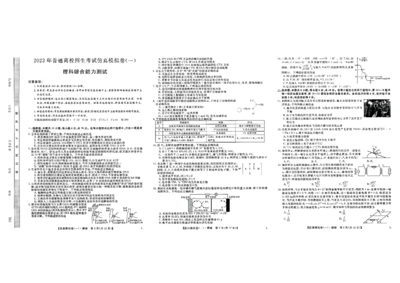 2023届陕西省高考仿真模拟（一）理科综合试题_05高考化学_高考模拟题_新高考