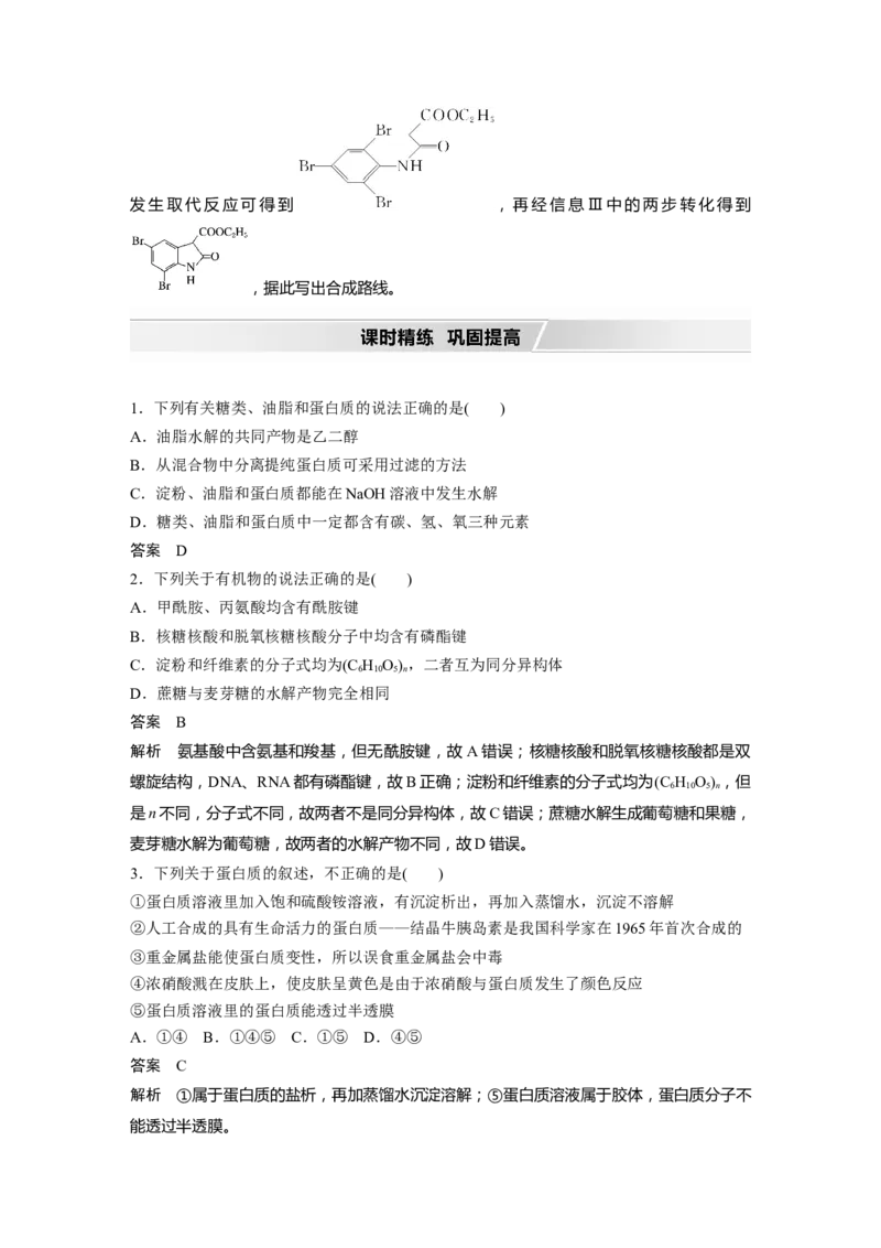 2022年高考化学一轮复习第11章第51讲　生命中的基础有机化学物质　合成有机高分子_05高考化学_新高考复习资料_2022年新高考资料_2022年一轮复习各版本