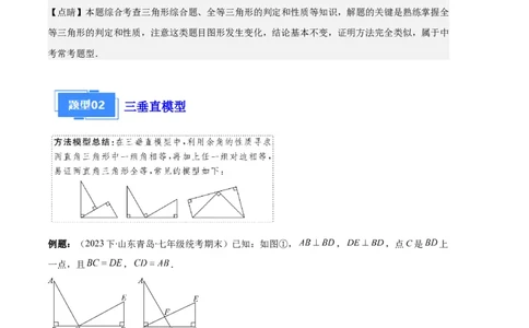 专题03三角形全等的六大解题模型（解析版）_初中数学人教版_8上-初中数学人教版_旧版_06习题试卷_6期中期末复习专题
