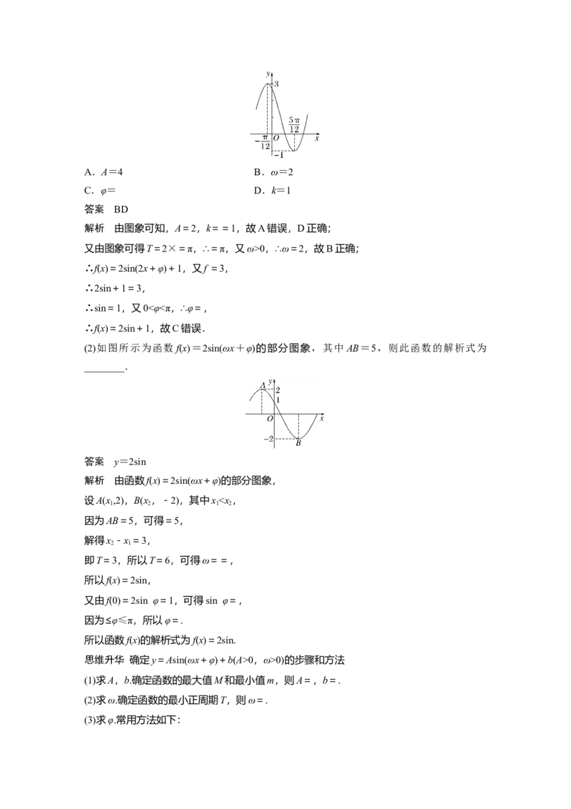 第四章　&sect;4.6　函数y＝Asin(&omega;x＋&phi;)_2.2025数学总复习_2025年新高考资料_一轮复习_2025高考大一轮复习讲义+课件（完结）_2025高考大一轮复习数学（苏教版）_配套Word版文档第三章~第四章
