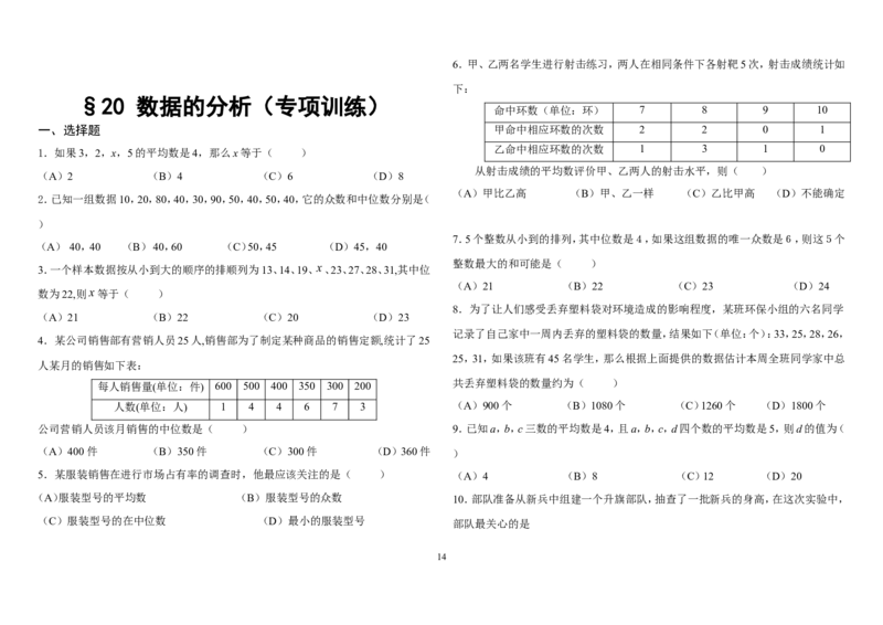 新人教版八年级数学下册专项训练_初中数学_八年级数学下册（人教版）_专项复习_八数下期末专项复习资料