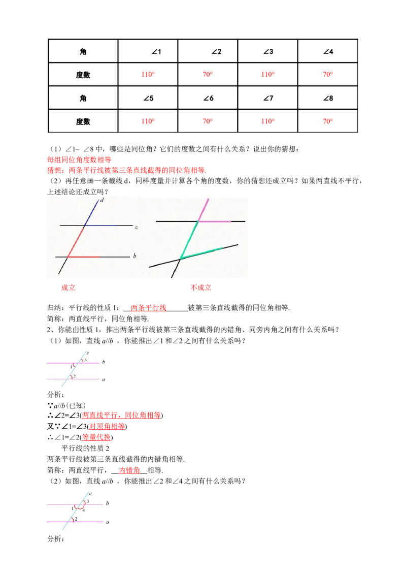 5.3.1平行线的性质（解析卷）_初中数学人教版_7下-初中数学人教版_7下-初中数学人教版（旧版）赠送_05学案_导学案（第1套）_5.3.1平行线的性质导学案（原卷版+解析版）