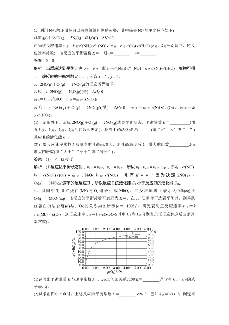 2023年高考化学一轮复习（全国版）第7章热点强化15　速率常数与化学平衡常数的关系_05高考化学_通用版（老高考）复习资料_2023年复习资料_一轮复习