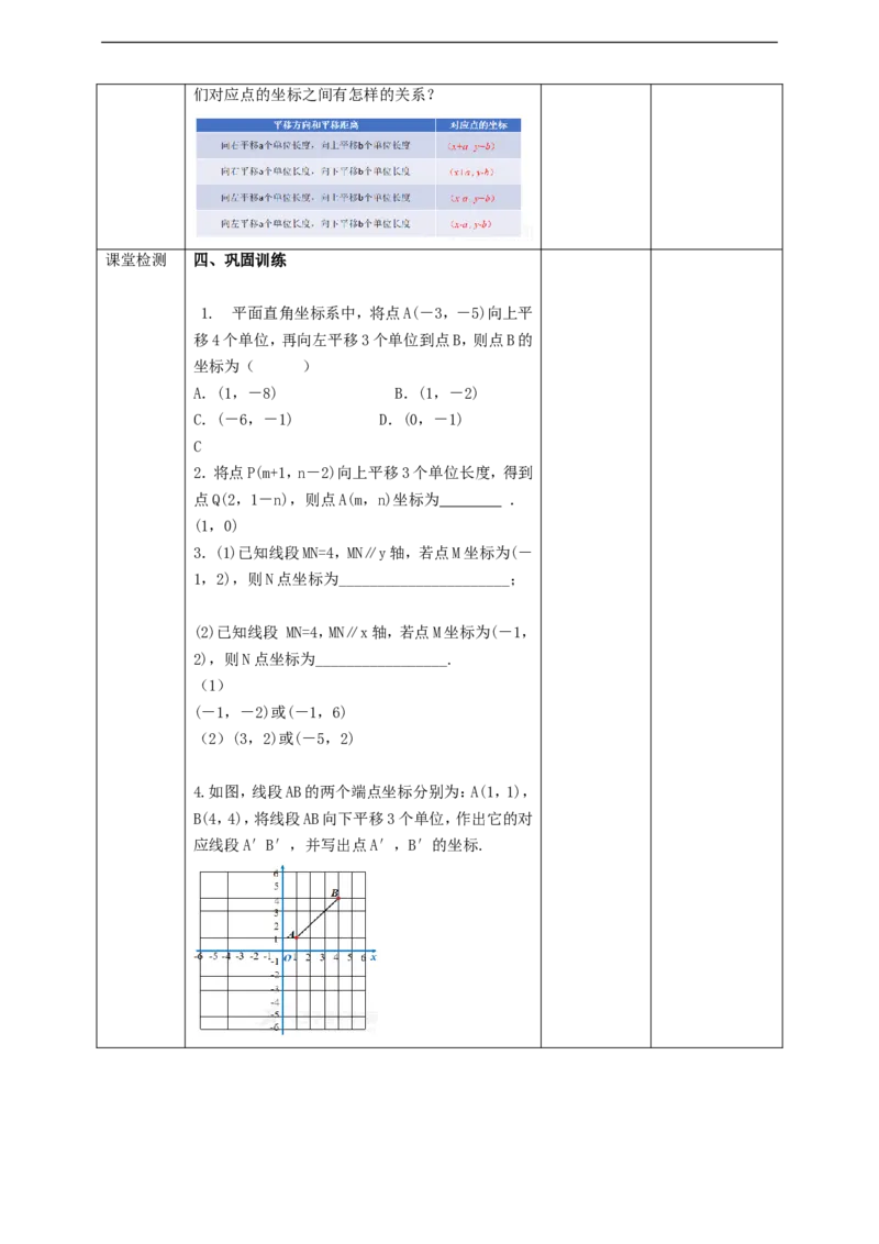 7.2.2用坐标表示平移教案_初中数学人教版_7下-初中数学人教版_7下-初中数学人教版（旧版）赠送_01课件+教案（配套）_课件+教案+学案（第2套）