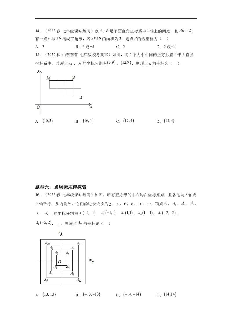 7.1平面直角坐标系（原卷版）_初中数学人教版_7下-初中数学人教版_7下-初中数学人教版（旧版）赠送_07专项讲练_7.1平面直角坐标系