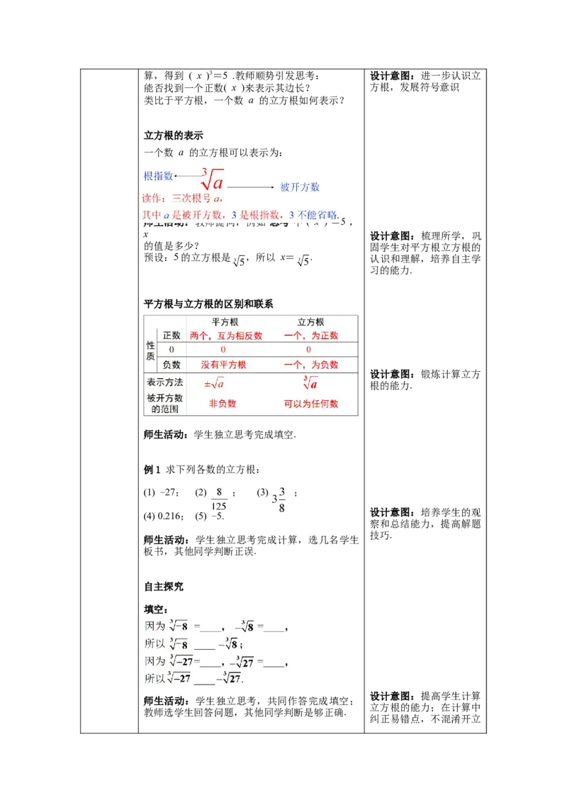 6.2立方根教案_初中数学人教版_7下-初中数学人教版_7下-初中数学人教版（旧版）赠送_04教案（多套）_教案（第1套）新课标_第6章实数教案