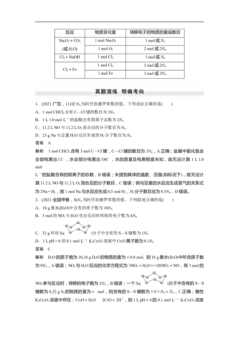2023年高考化学一轮复习（全国版）第2章第7讲　包罗万象的阿伏加德罗常数(NA)_05高考化学_通用版（老高考）复习资料_2023年复习资料_一轮复习_2023年高考化学一轮复习讲义（全国版）