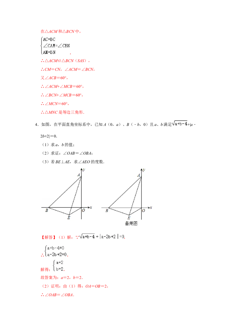 专项06手拉手综合应用（解析版）_初中数学人教版_8上-初中数学人教版_旧版_07专项讲练_高分突破必练专题八年级数学上册（人教版）