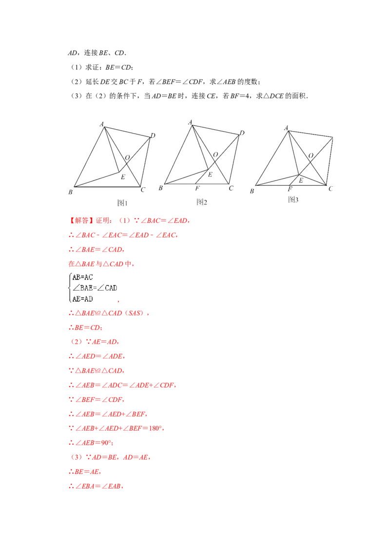 专项06手拉手综合应用（解析版）_初中数学人教版_8上-初中数学人教版_旧版_07专项讲练_高分突破必练专题八年级数学上册（人教版）