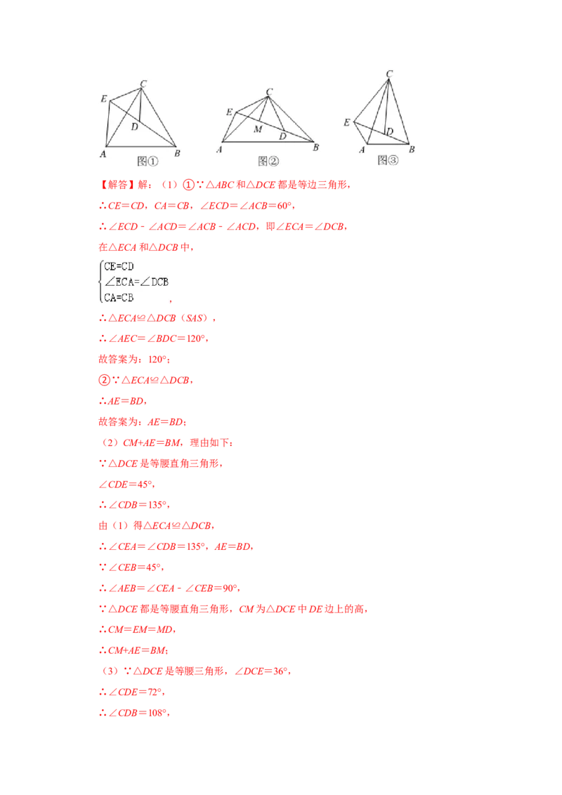 专项06手拉手综合应用（解析版）_初中数学人教版_8上-初中数学人教版_旧版_07专项讲练_高分突破必练专题八年级数学上册（人教版）
