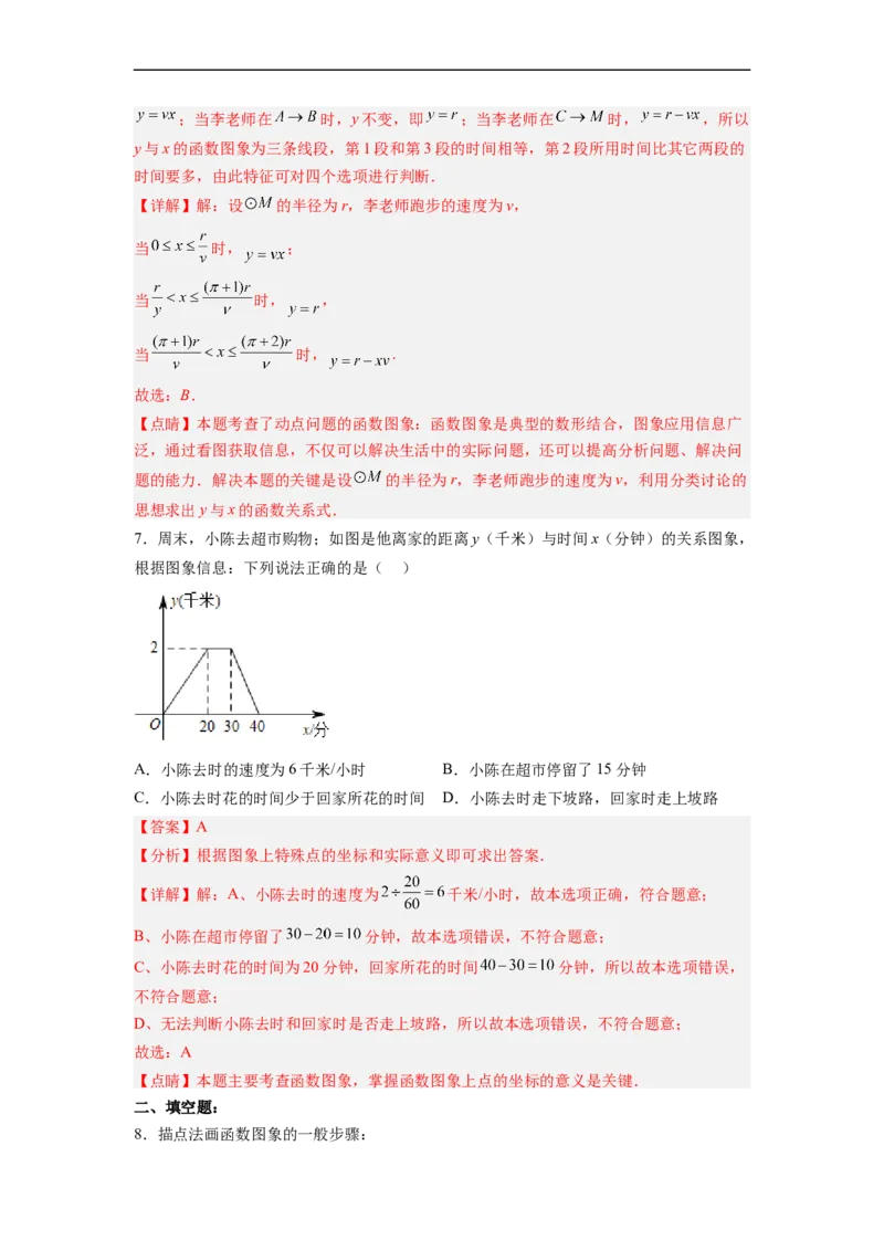 19.1.3函数的图象分层作业（解析版）_初中数学人教版_八年级数学下册_保存转存之后查看(1)_8下-初中数学人教版（2026春新版持续更新）_旧版-可参考_06习题试卷_1同步练习
