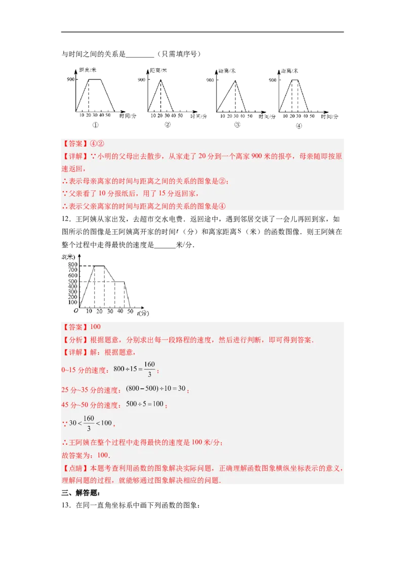 19.1.3函数的图象分层作业（解析版）_初中数学人教版_八年级数学下册_保存转存之后查看(1)_8下-初中数学人教版（2026春新版持续更新）_旧版-可参考_06习题试卷_1同步练习