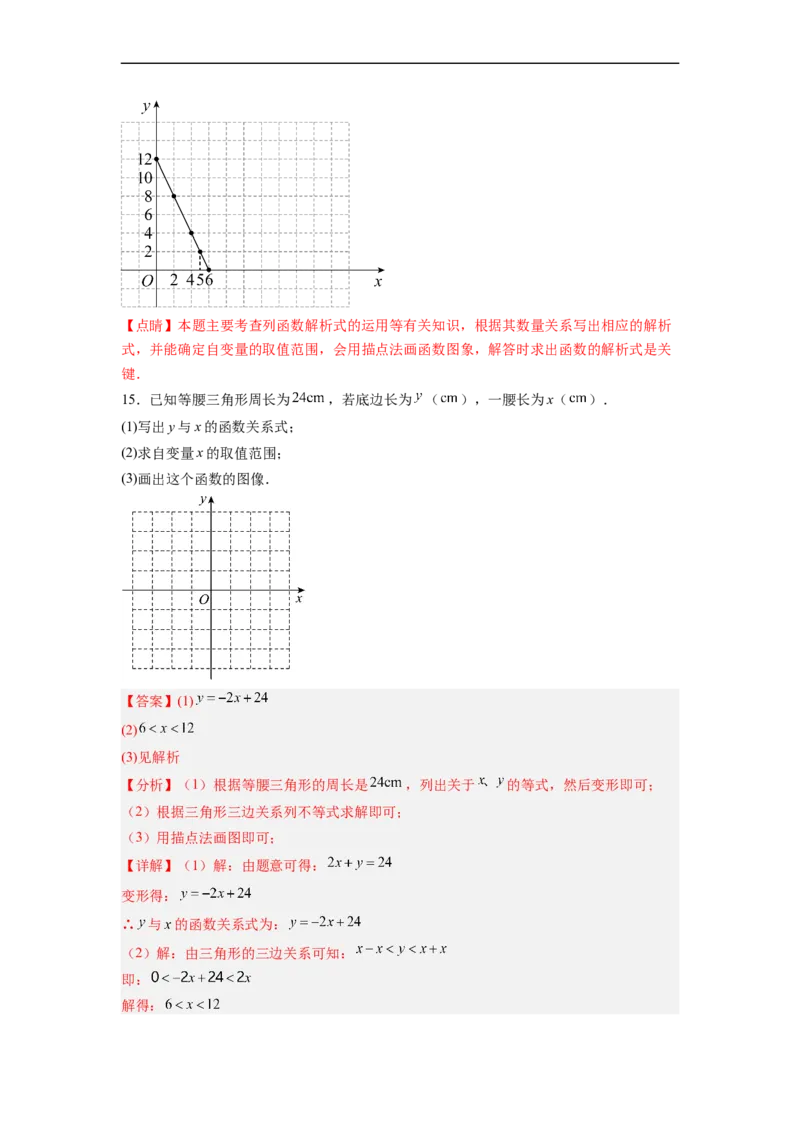 19.1.3函数的图象分层作业（解析版）_初中数学人教版_八年级数学下册_保存转存之后查看(1)_8下-初中数学人教版（2026春新版持续更新）_旧版-可参考_06习题试卷_1同步练习