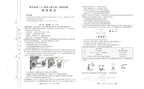 2023届贵州省黔东南州高三复习统一检测理综试题_05高考化学_高考模拟题_全国课标版_2023贵州省黔东南州高三上学期复习统一检测（期末）理综
