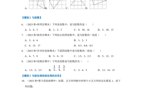 专题02勾股定理的逆定理（三大类型）（题型专练）（原卷版）_初中数学人教版_八年级数学下册_保存转存之后查看(1)_8下-初中数学人教版（2026春新版持续更新）_旧版-可参考_07专项讲练