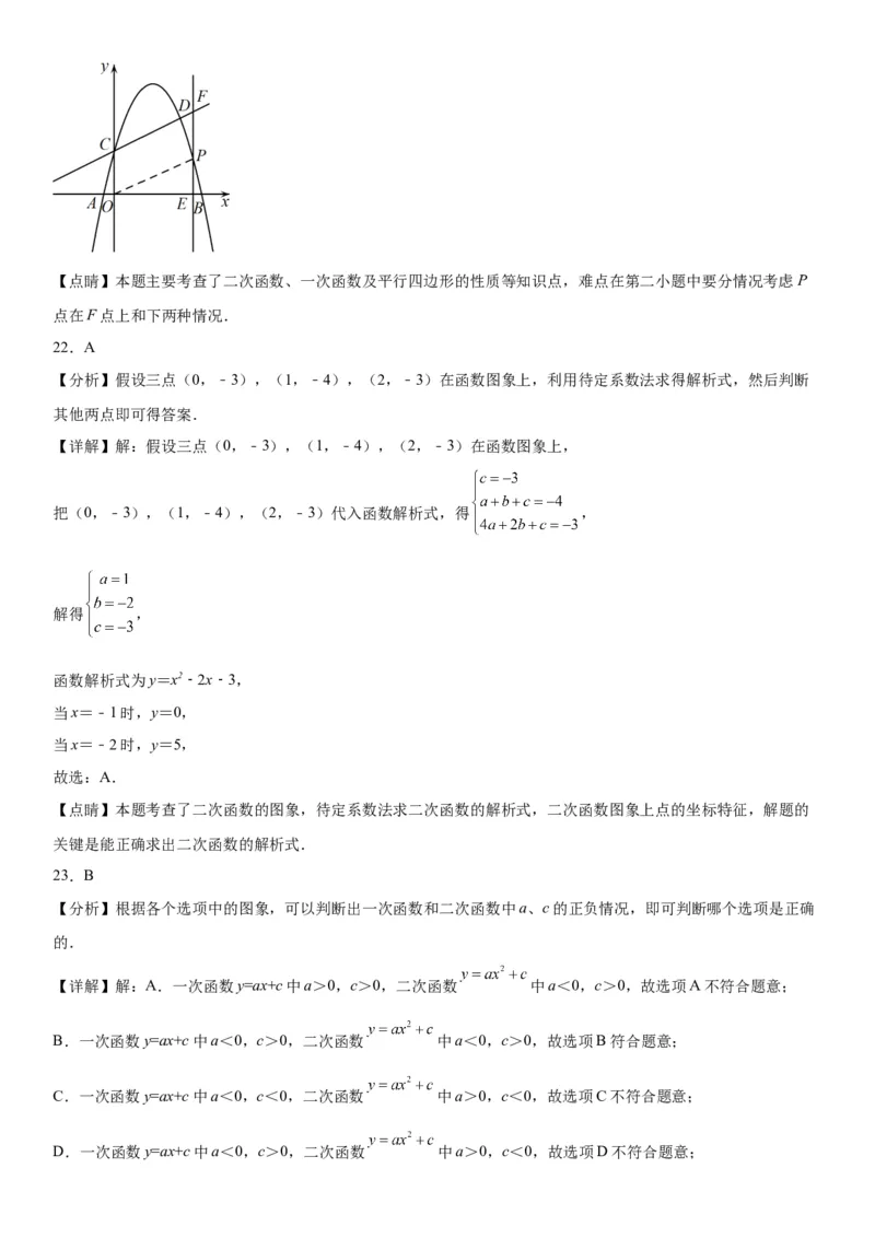 22.1.4二次函数y=ax2+bx+c的图象和性质-2022-2023学年九年级数学上册《考点&bull;题型&bull;技巧》精讲与精练高分突破（人教版）_初中数学人教版_9上-初中数学人教版_07专项讲练