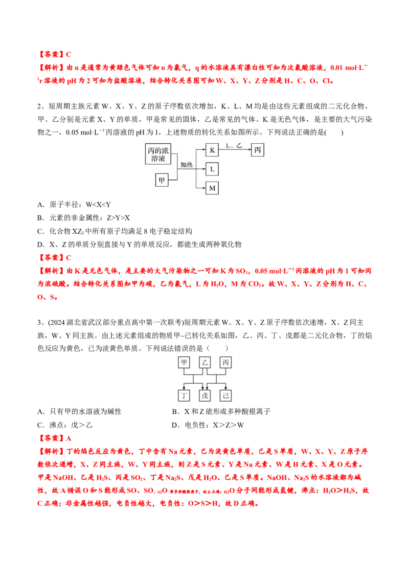 01考点五元素推断（教师版）_05高考化学_2025年新高考资料_一轮复习_2025年高考化学一轮复习基础知识讲义（新高考通用）（完结）_专题四结构与性质