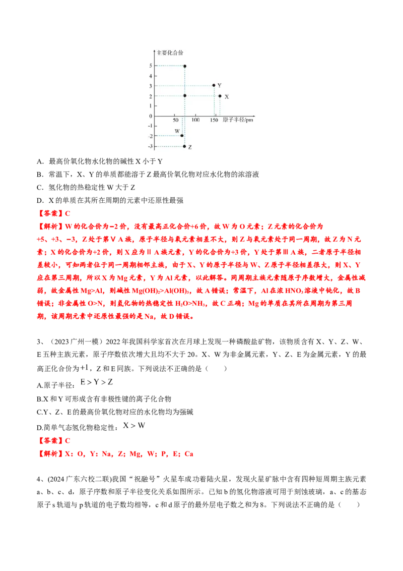 01考点五元素推断（教师版）_05高考化学_2025年新高考资料_一轮复习_2025年高考化学一轮复习基础知识讲义（新高考通用）（完结）_专题四结构与性质