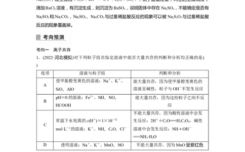 2023年高考化学二轮复习（新高考版）第1部分专题突破专题4　离子共存与离子推断_05高考化学_新高考复习资料_2023年新高考资料_二轮复习_2023年高考化学二轮复习讲义+课件（新高考版）
