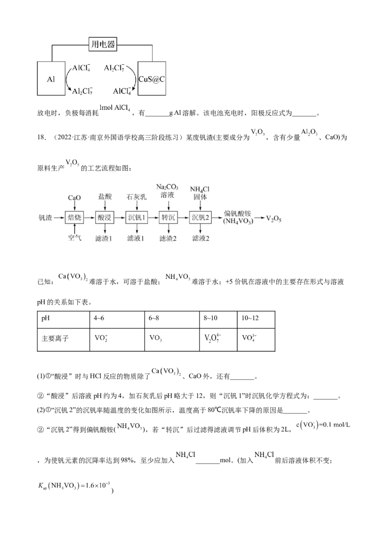 2023届高三化学高考备考一轮复习专题训练：工业流程题（word版含答案）_05高考化学_通用版（老高考）复习资料_2023年复习资料_一轮复习_2023届化学高考一轮专题训练