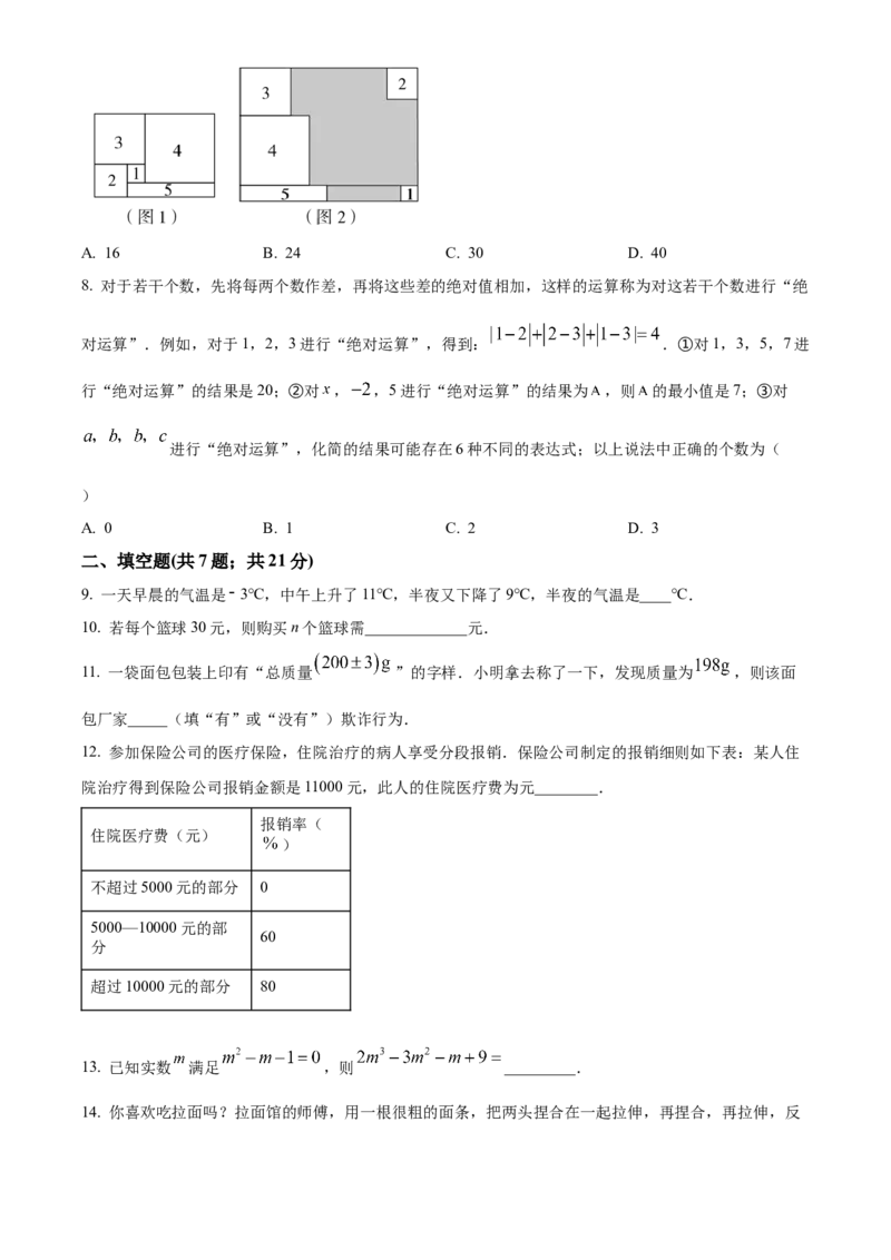 人教版七年级数学上册期末能力提升测试题（原卷版）_初中数学_七年级数学上册（人教版）_期中+期末