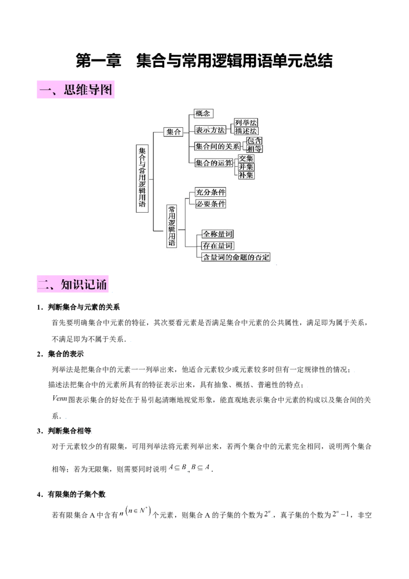 第一章集合与常用逻辑用语知识总结（含解析）_2.2025数学总复习_2023年新高考资料_备战2023年高考数学抢分秘籍（新高考专用）_第一章集合与常用逻辑用语知识总结_29975539