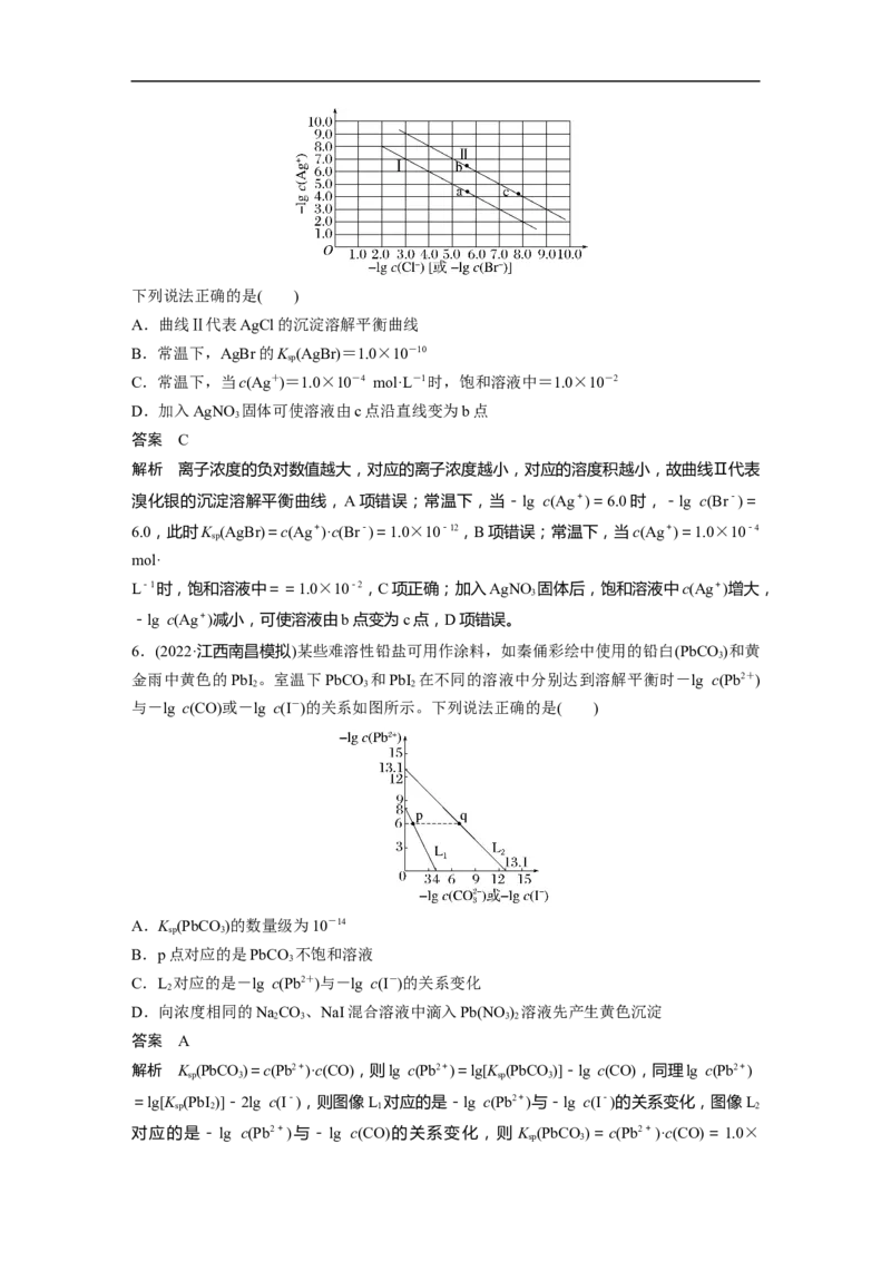 2023年高考化学一轮复习（全国版）第8章第50讲　沉淀溶解平衡图像的分析_05高考化学_通用版（老高考）复习资料_2023年复习资料_一轮复习_2023年高考化学一轮复习讲义+课件（全国版）