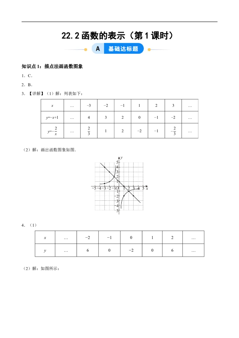 22.2函数的表示（第1课时）（分层作业）答案版_初中数学人教版_八年级数学下册_保存转存之后查看(1)_2026春季新版-持续更新中_第三套-东方_4分层作业