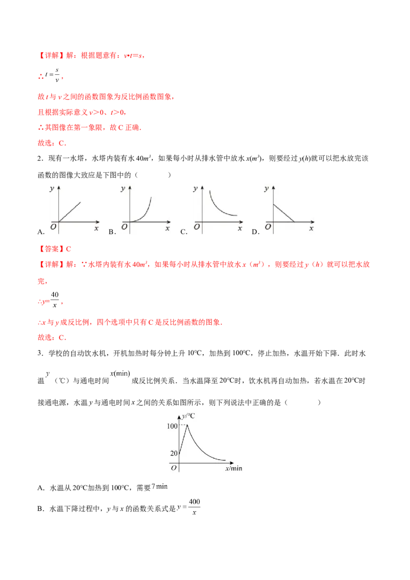 专题02实际问题与反比例函数（重难点突破）（解析版）_new_初中数学人教版_9下-初中数学人教版_06习题试卷_5专项练习