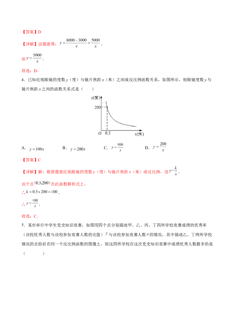专题02实际问题与反比例函数（重难点突破）（解析版）_new_初中数学人教版_9下-初中数学人教版_06习题试卷_5专项练习
