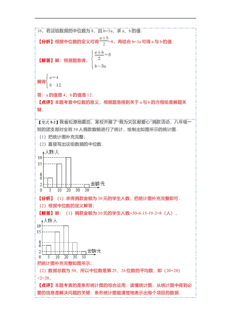 20.1数据的集中趋势(精讲)-重要笔记八年级数学下学期重要考点精讲精练(人教版)（解析版）_初中数学人教版_八年级数学下册_保存转存之后查看(1)_旧版-可参考_07专项讲练