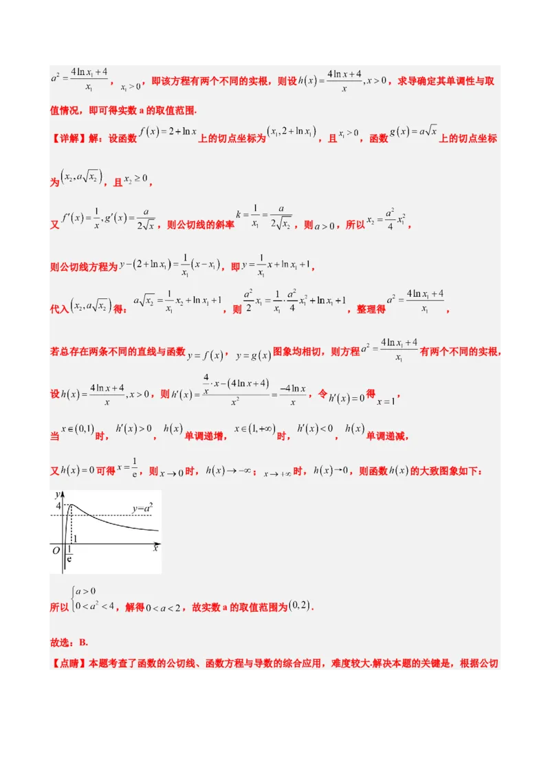 素养拓展06导数中的公切线问题（精讲+精练）一轮复习讲义2024年高考数学高频考点题型归纳与方法总结（新高考通用）解析版_2.2025数学总复习_2024年新高考资料_1.2024一轮复习