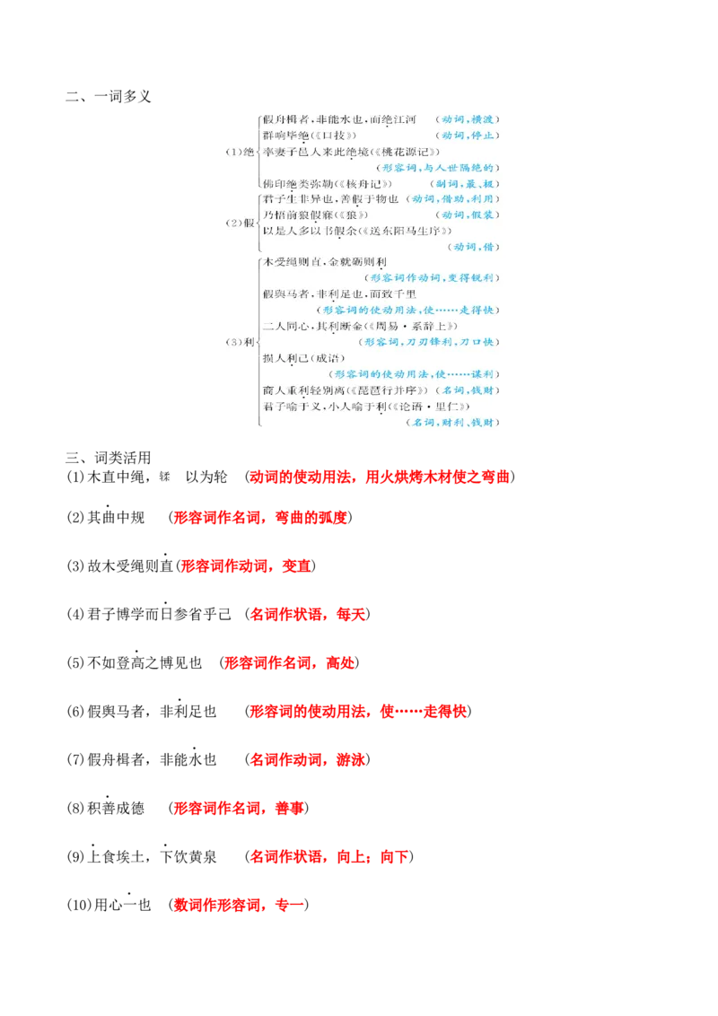 第10课《劝学》《师说》（教师版）-2023年高一语文同步精品讲义（必修上册）_高语_2024年高中语文新人教版同步练习讲义word精讲精练高一高二电子版_1高中语文同步精品讲义（必修上册）