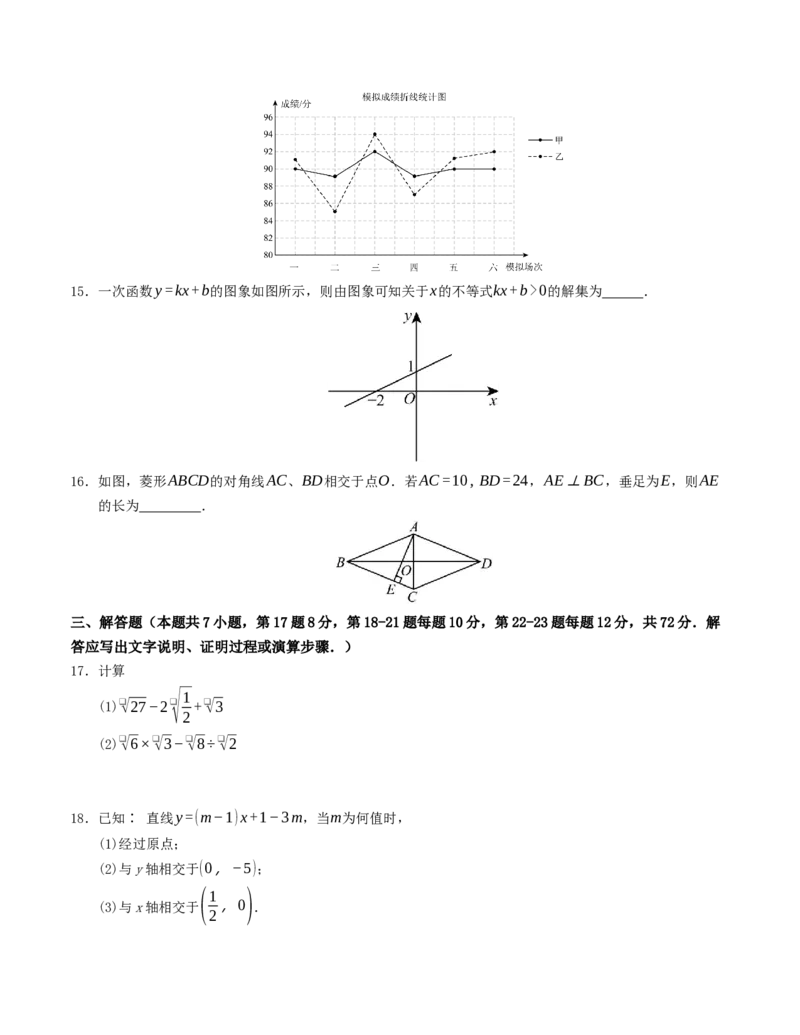 八年级数学下学期期末测试卷（人教版）（考试版）_初中数学_八年级数学下册（人教版）_重难点题型高分突破-U207