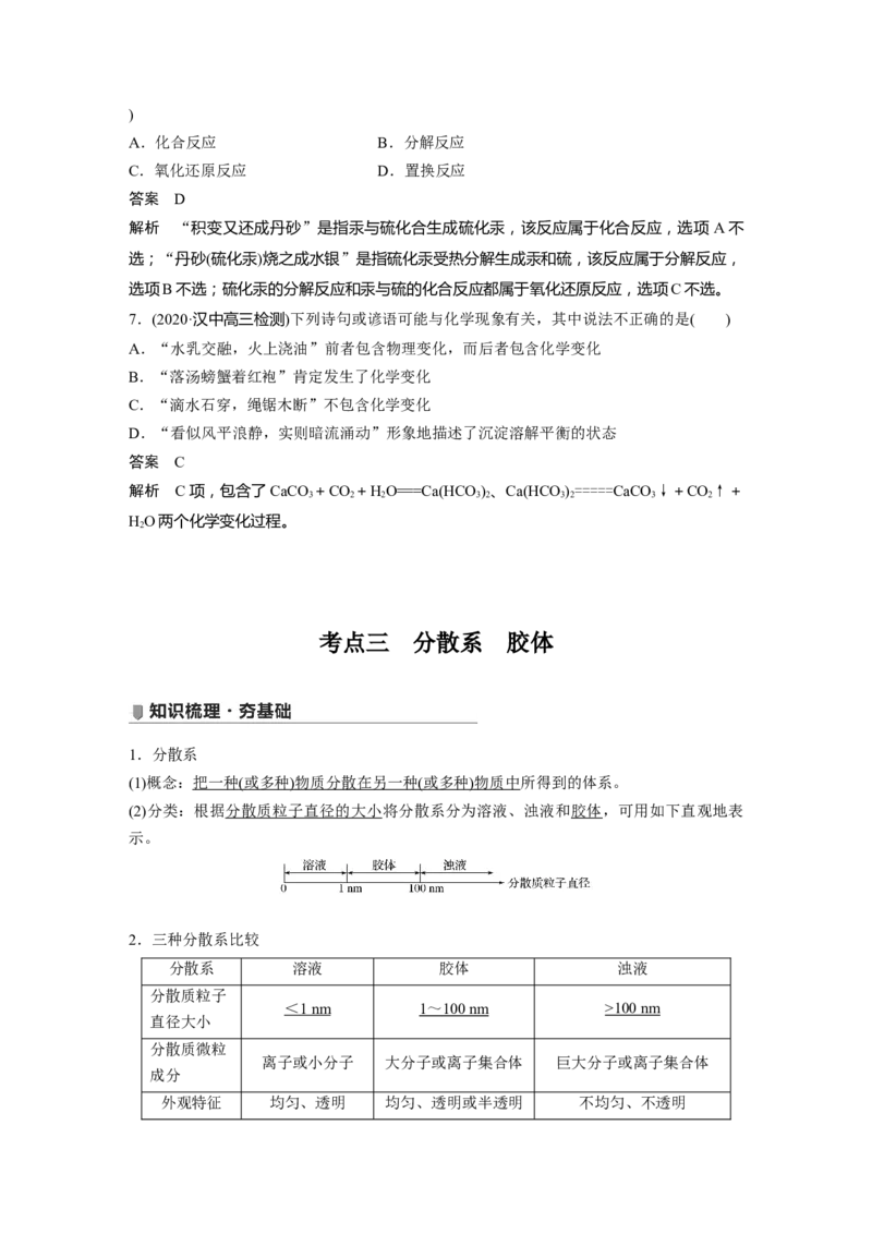 2022年高考化学一轮复习第2章第6讲　物质的组成、性质和分类_05高考化学_新高考复习资料_2022年新高考资料_2022年一轮复习各版本_1.高考化学2022年一轮复习通用版