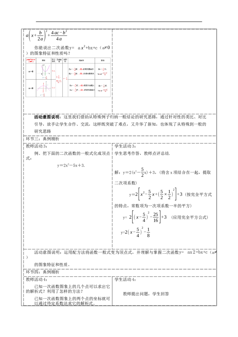 22.1.4二次函数y=ax^2+bx+c的图象与性质_初中数学人教版_9上-初中数学人教版_01课件+教案（配套）_课件+教案大单元教学_教案