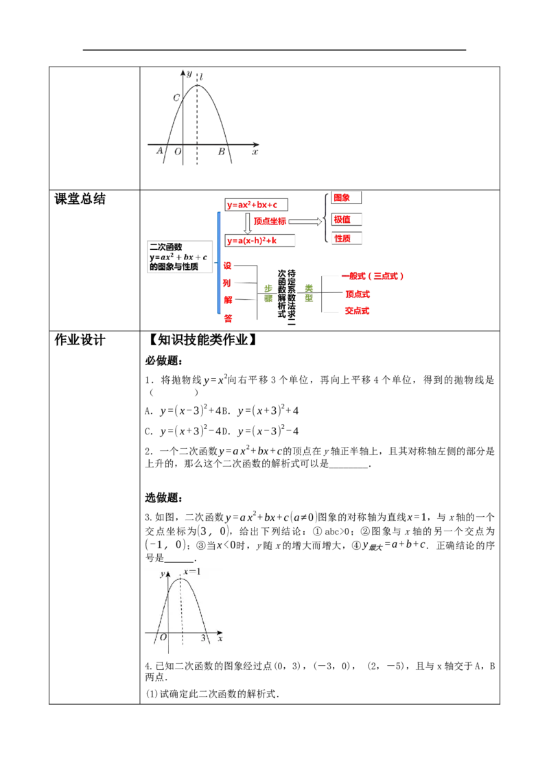 22.1.4二次函数y=ax^2+bx+c的图象与性质_初中数学人教版_9上-初中数学人教版_01课件+教案（配套）_课件+教案大单元教学_教案