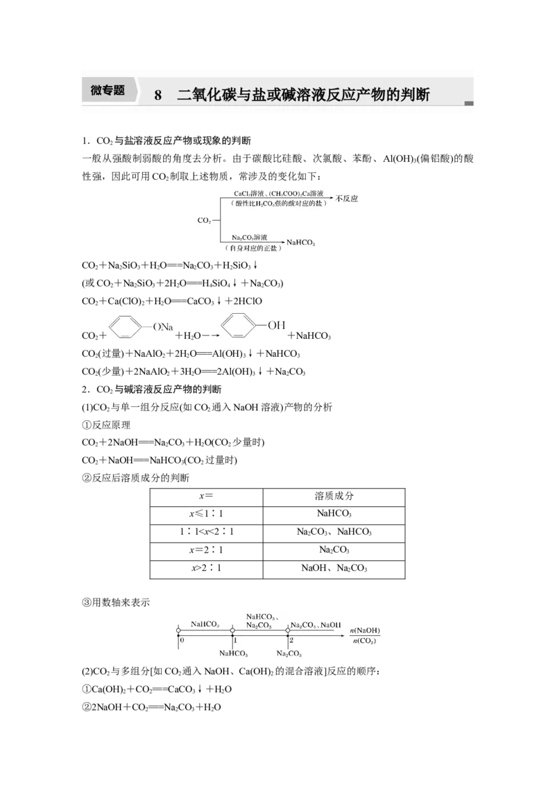 2022年高考化学一轮复习第4章第19讲　微专题8　二氧化碳与盐或碱溶液反应产物的判断_05高考化学_新高考复习资料_2022年新高考资料_2022年一轮复习各版本
