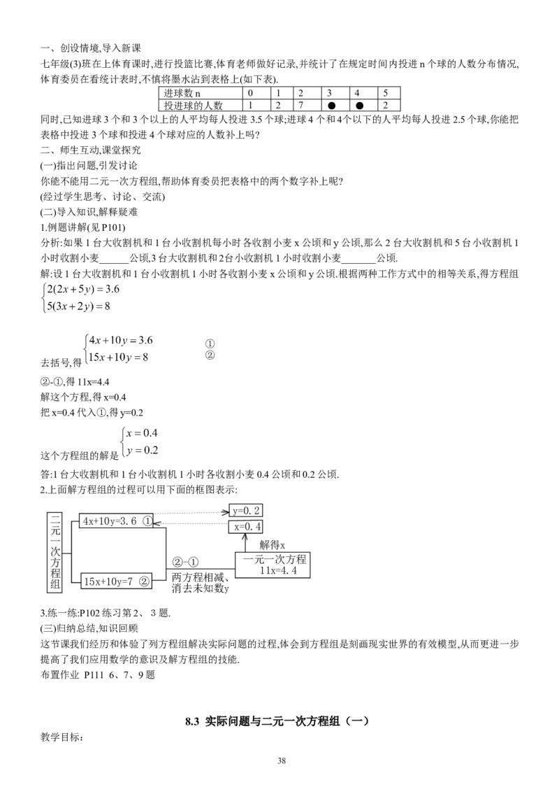 七年级下册数学全册教案2_初中数学人教版_7下-初中数学人教版_7下-初中数学人教版（旧版）赠送_04教案（多套）_全册教案（2套）