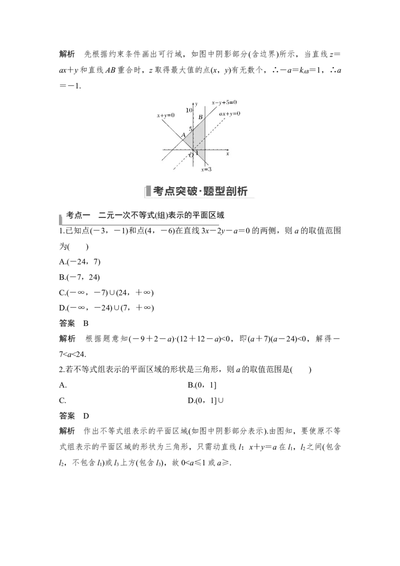 第7章不等式、推理与证明第2节　二元一次不等式(组)与简单的线性规划问题_2.2025数学总复习_赠品通用版（老高考）复习资料_一轮复习_专题教师版word讲义