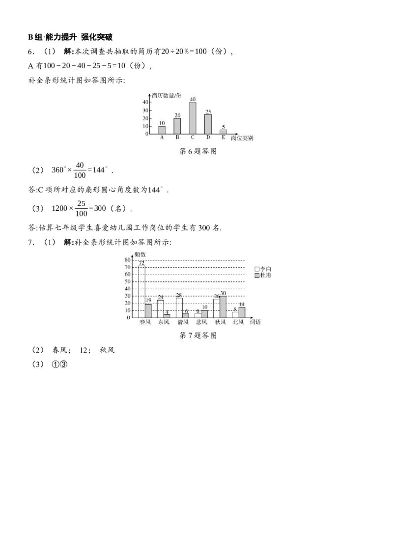 [22004424]专题6数据的收集、整理与描述题型归类（含答案）2024-2025学年数学人教版七年级下册_初中数学人教版_7下-初中数学人教版_7下-初中数学人教版（2025春季新版）持续更新_同步练习