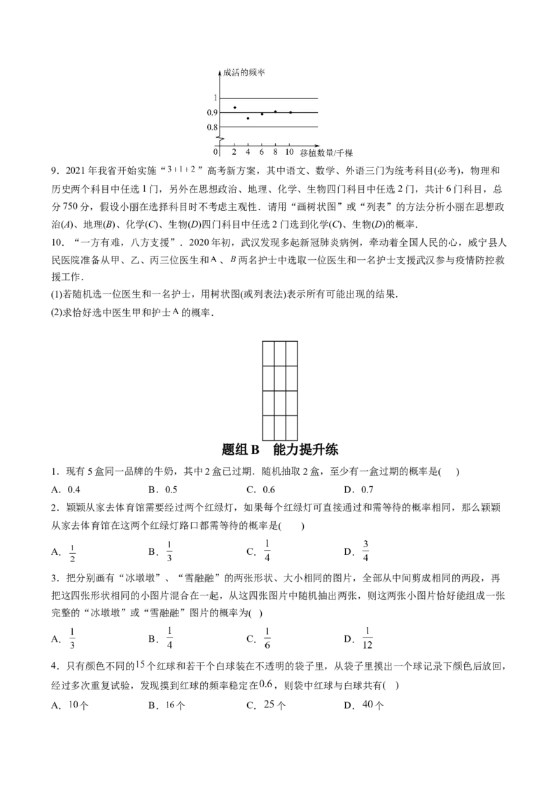 初中数学同步9年级上册第28课概率的计算（学生版）_初中数学_九年级数学上册（人教版）_讲义_学生版在此文件夹